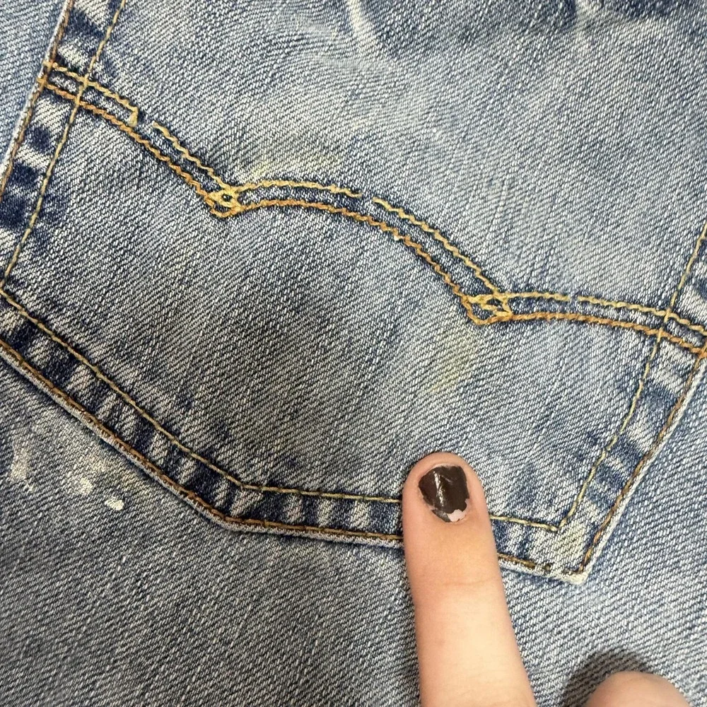 Y2K American Eagle Jeans Mens 33x30 Light Wash Denim Relaxed Straight Distressed